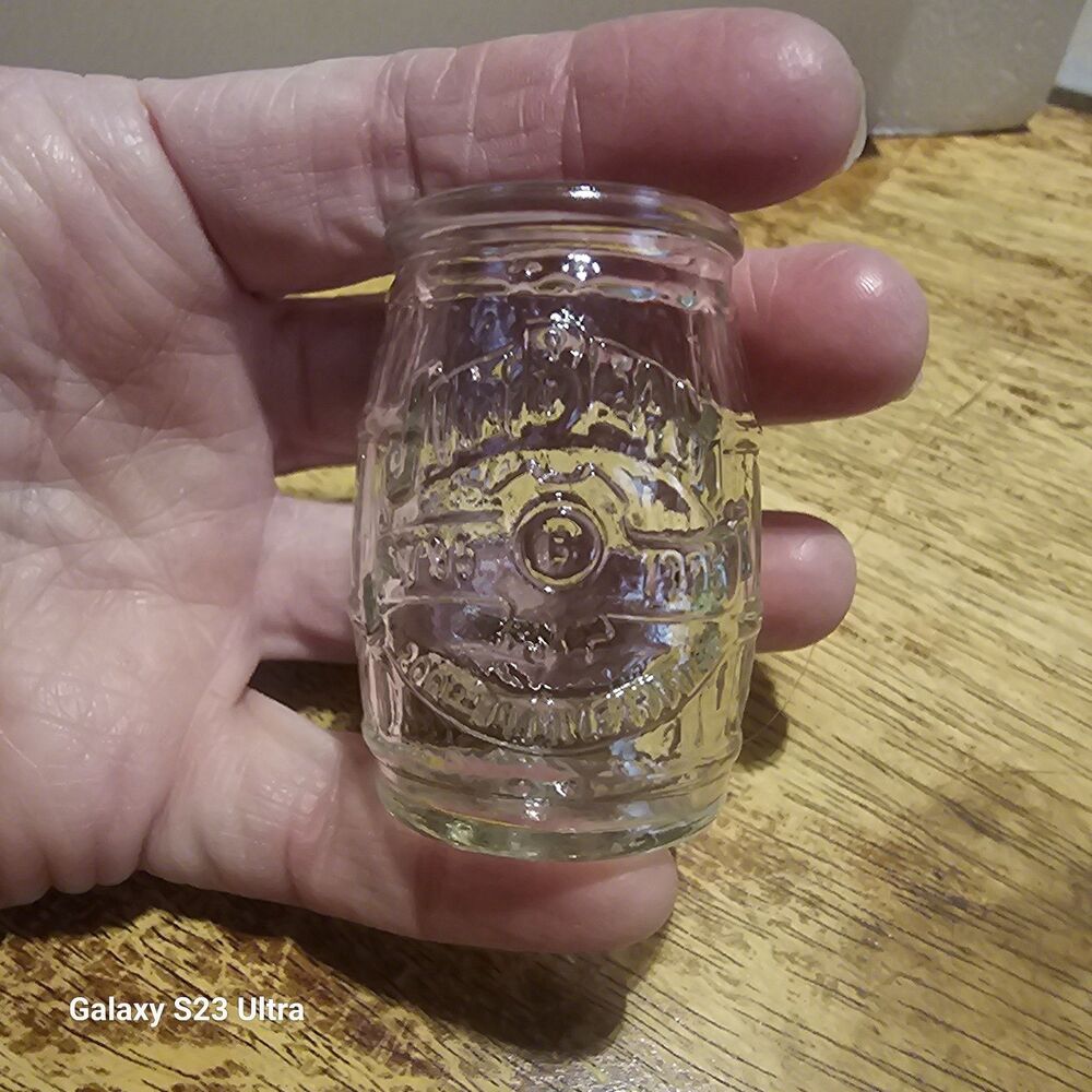JIM BEAM Small Shot Glass Embossed Barrel Shooter 2-1/8" Jigger